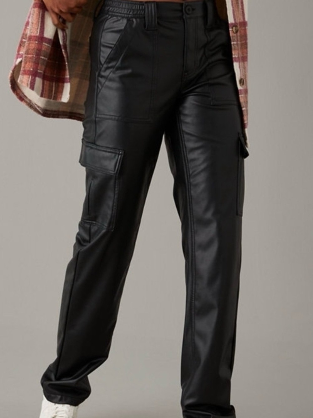 American Eagle | Faux Leather Cargo Pants | Black | Size 8